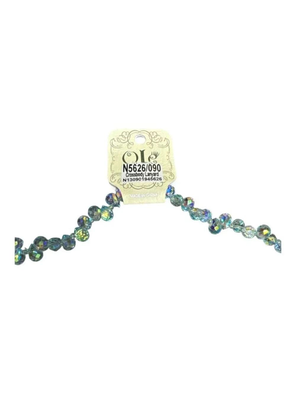 Blue Turquoise Iridescent Beaded Lanyard – 48